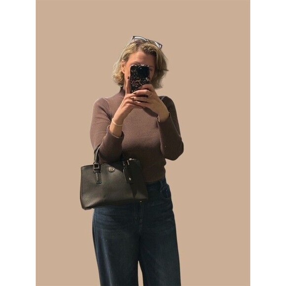 Tory Burch Tote Black Leather Robinson Micro Double-Zip Cross Body + Dust Bag - Picture 14 of 14